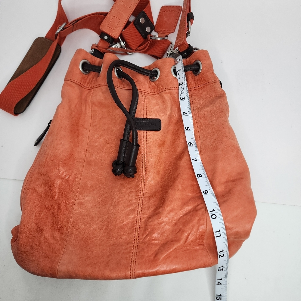 Ellington Bucket Purse Shoulder Bag Italian Leather Orange - Picture 15 of 16